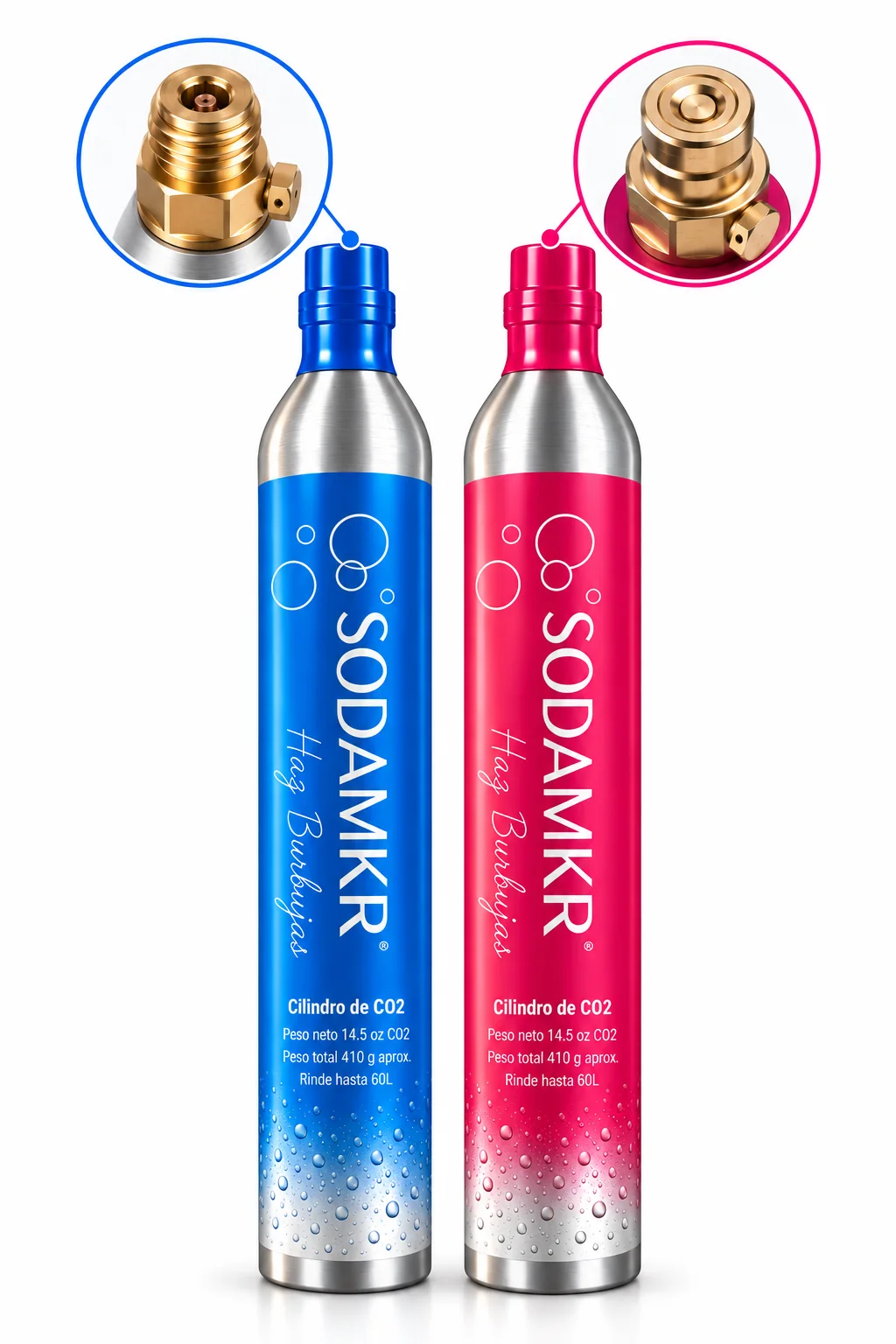 Cilindros Sodamkr azul y rosado